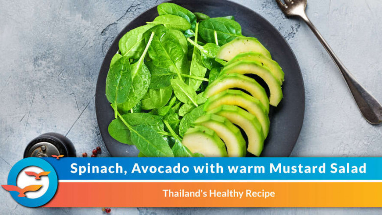 Spinach Avocado Salad with Warm Mustard Dressing for Diabetes
