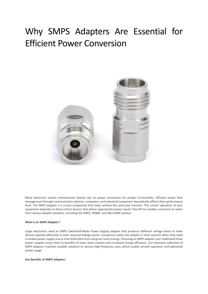 PPT - Why SMPS Adapters Are Essential for Efficient Power Conversion PowerPoint Presentation - ID:14251306